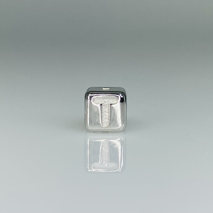 14K White Gold Initial Cube Charm
