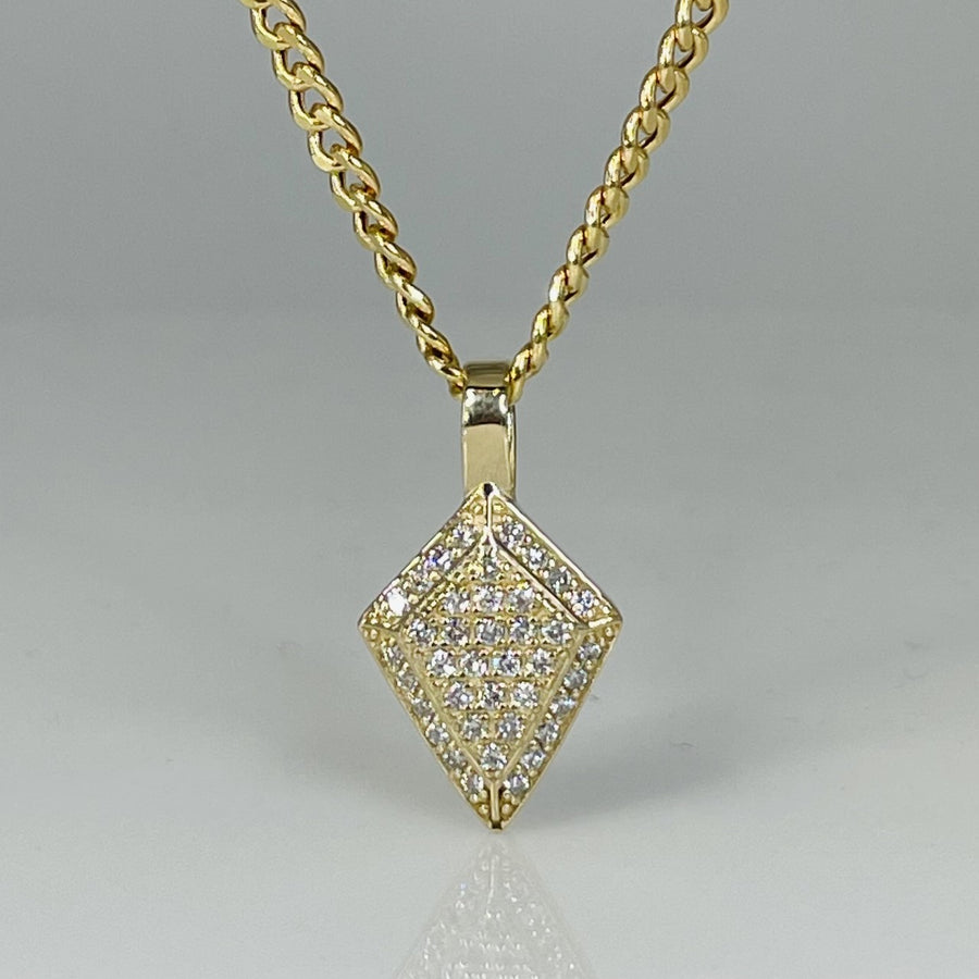 14K Yellow Gold Diamond Kite Pendant Necklace 0.39ct