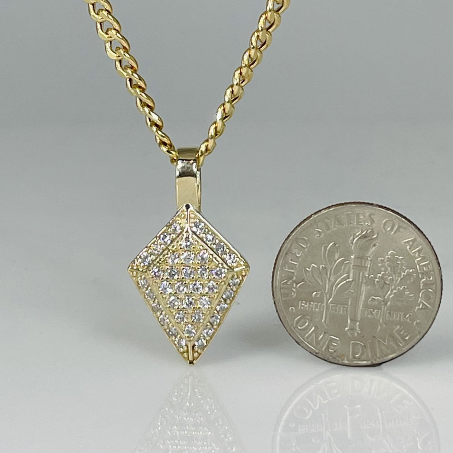 14K Yellow Gold Diamond Kite Pendant Necklace 0.39ct