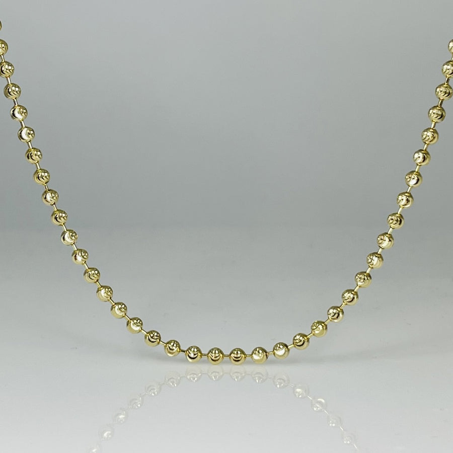 14K Yellow Gold Diamond Cut Beaded Chain 3mm