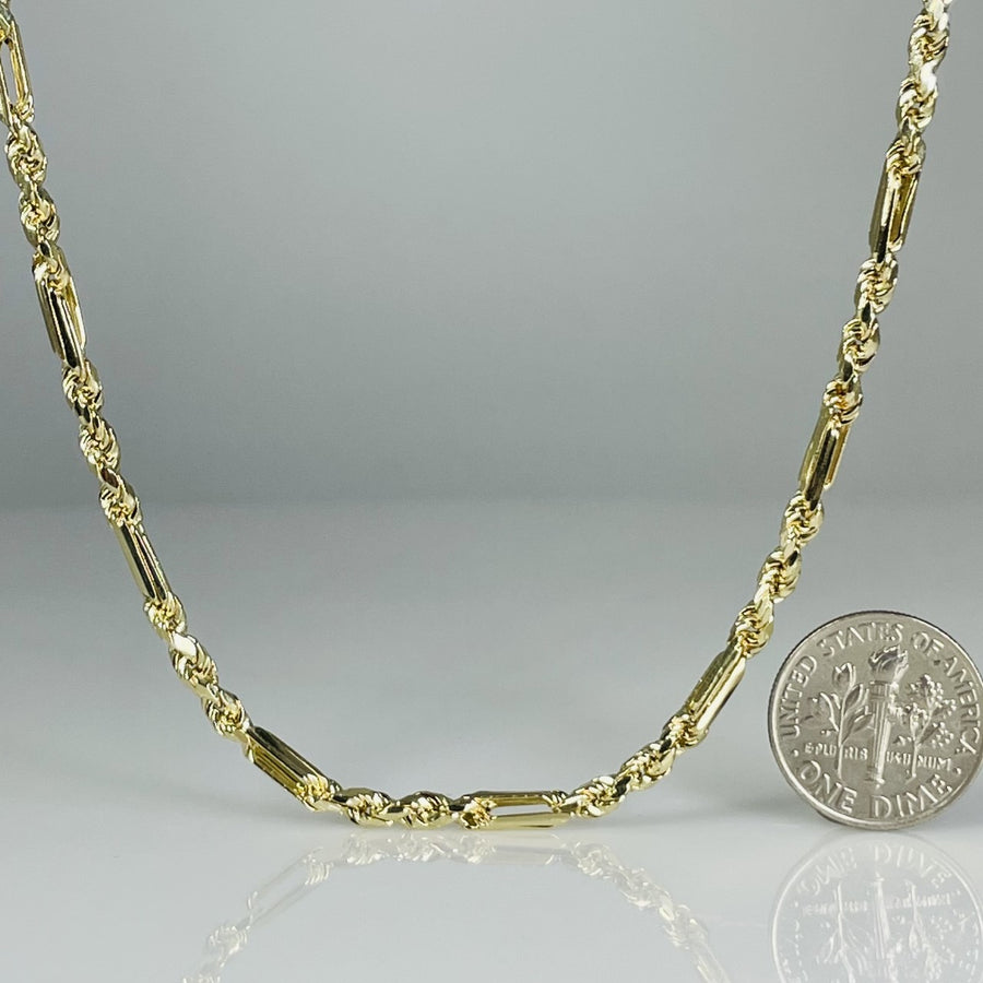 14K Yellow Gold Rope Link Chain 3mm