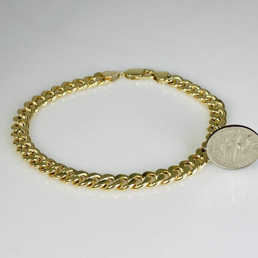 14K Yellow Gold Cuban Chain Bracelet 6.5mm