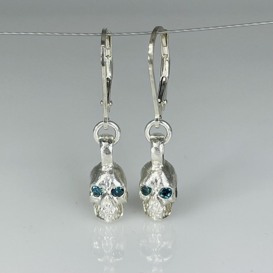 Sterling Silver Blue Diamond Evil Twins Earrings 0.12ct