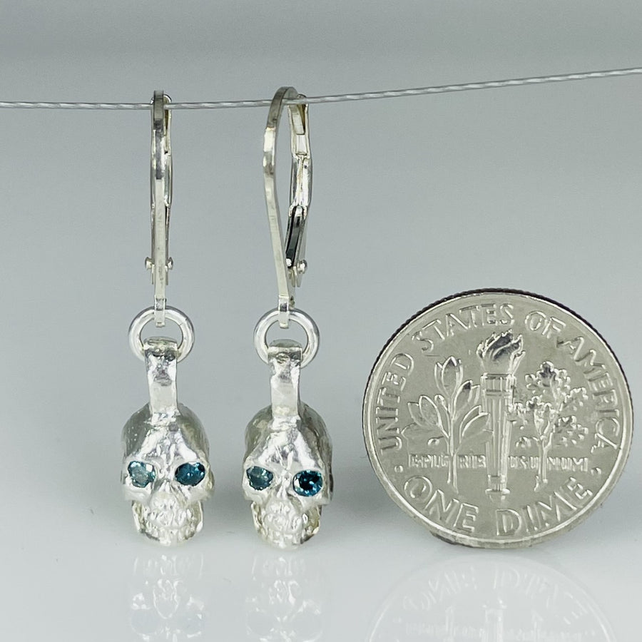 Sterling Silver Blue Diamond Evil Twins Earrings 0.12ct
