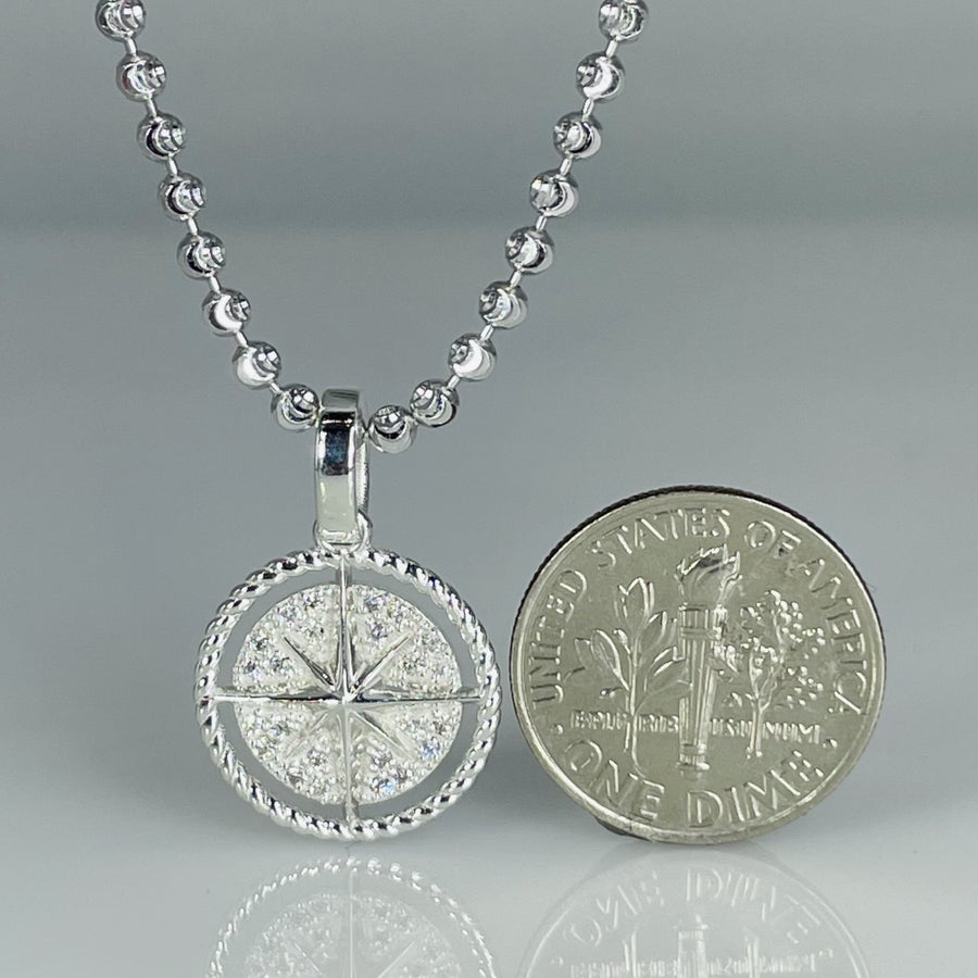 Sterling Silver Diamond Mini Compass Necklace 0.12ct