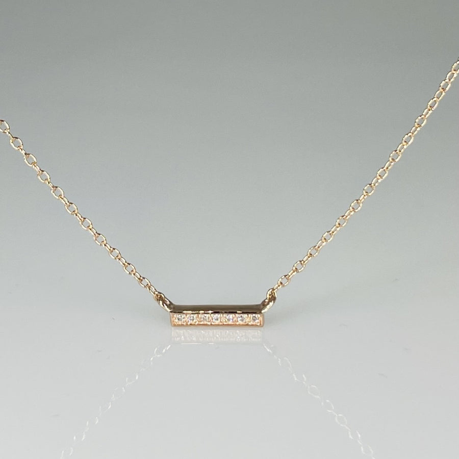 14K Rose Gold Diamond Bar Necklace 0.02ct