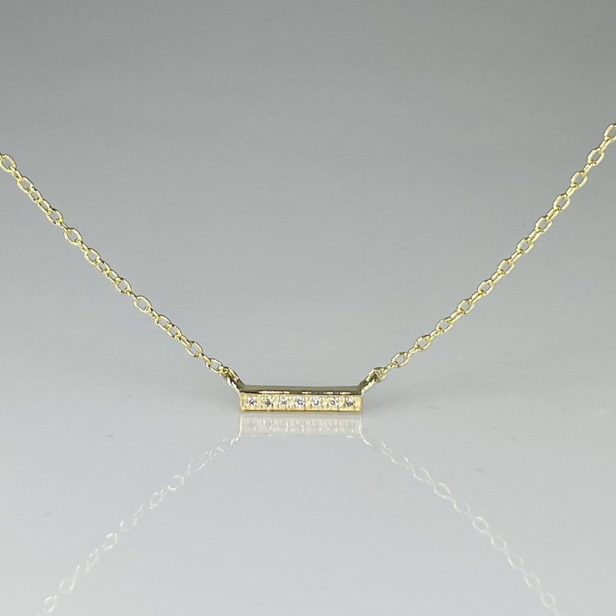 14K Yellow Gold Diamond Bar Necklace 0.02ct