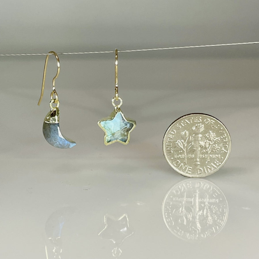 Labradorite Moon and Stars Earrings