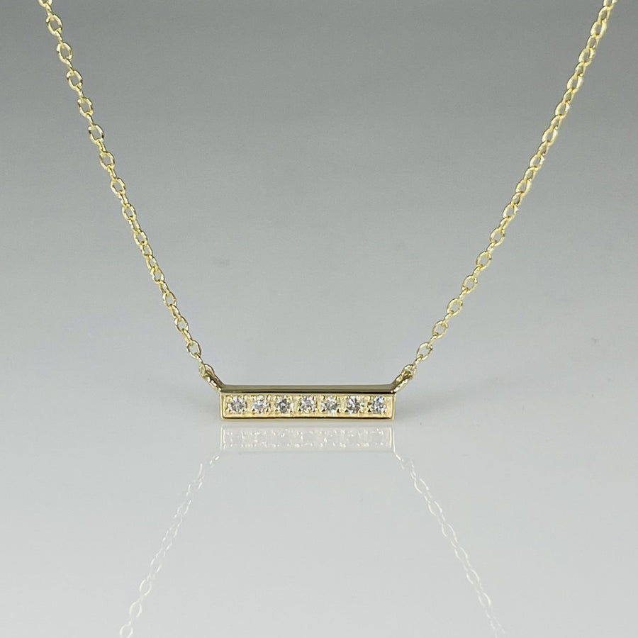 14K Yellow Gold Diamond Bar Necklace 0.07ct