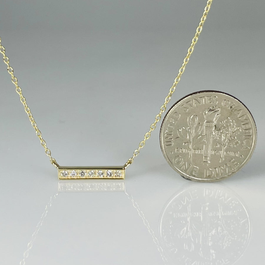 14K Yellow Gold Diamond Bar Necklace 0.07ct