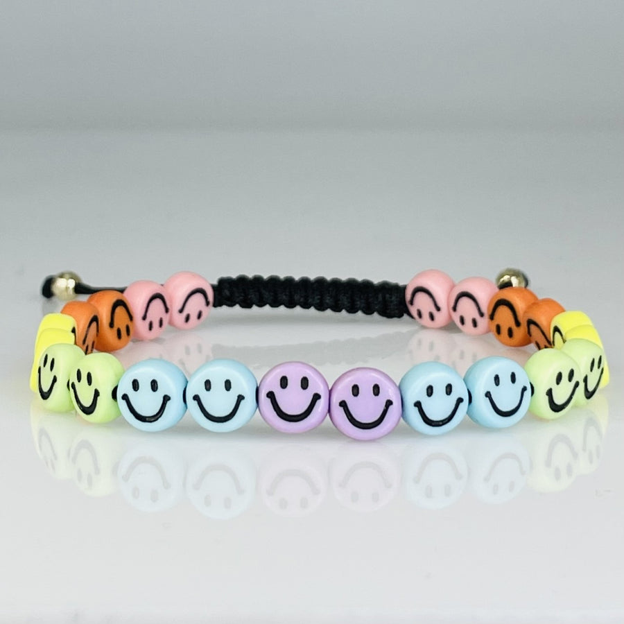 14K Yellow Gold Rainbow Happy Face Bracelet