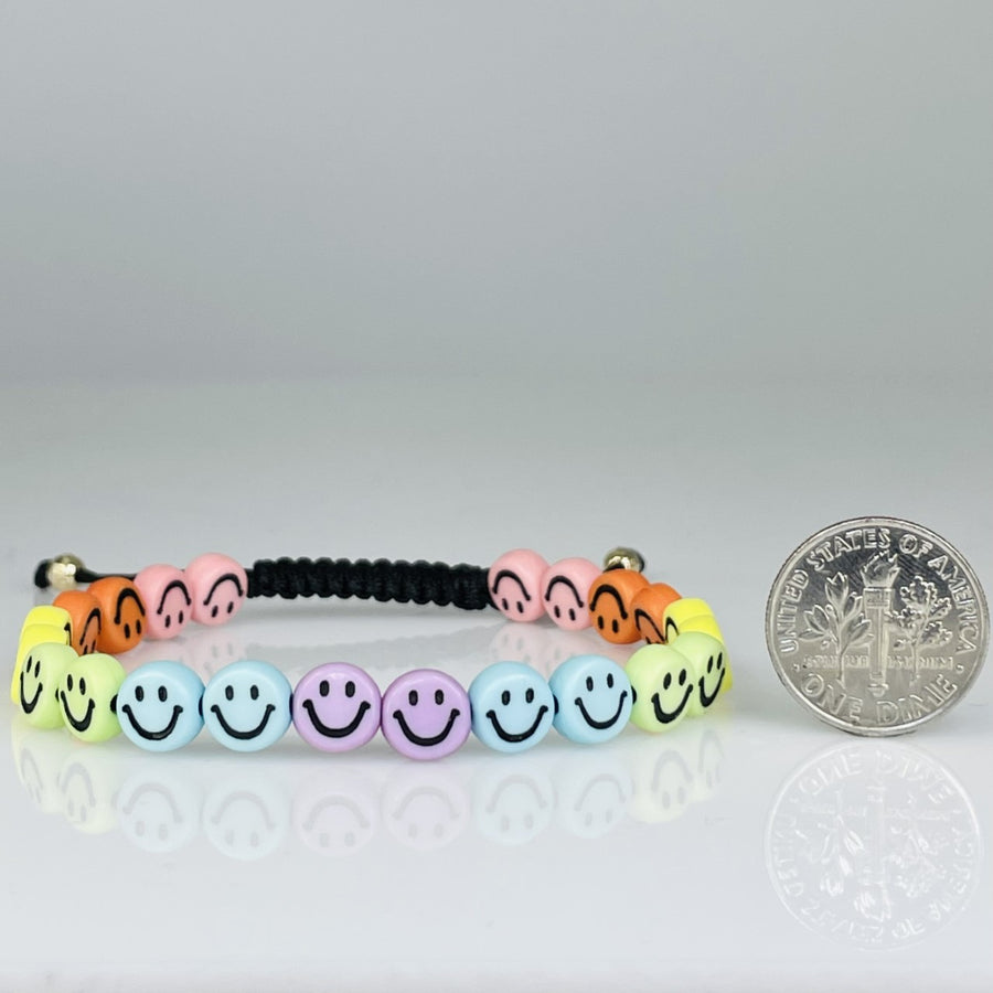 14K Yellow Gold Rainbow Happy Face Bracelet