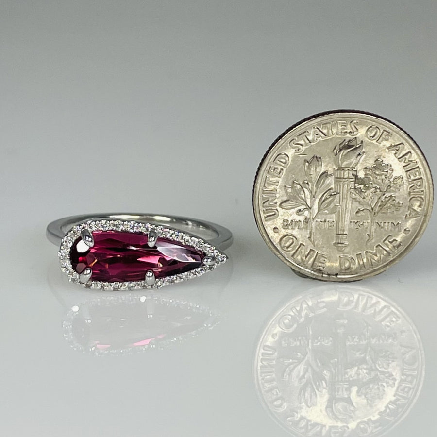 14K White Gold Pink Tourmaline and Diamond Ring 1.37/0.13ct