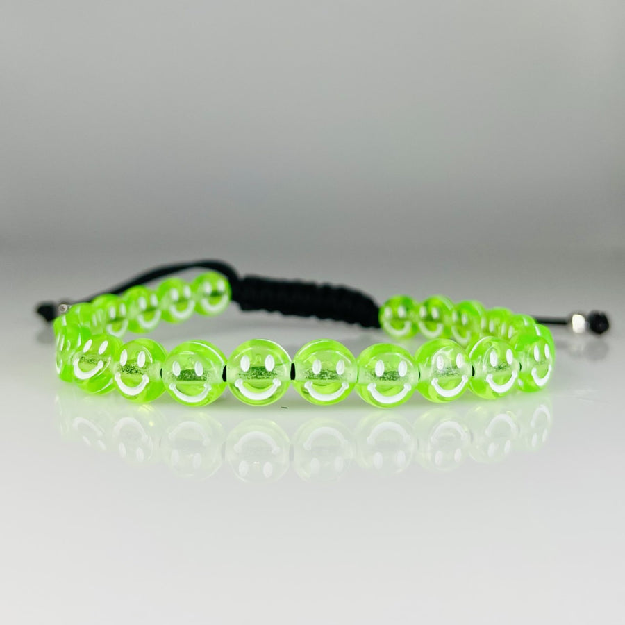 14K Yellow Gold Lime Green Happy Face Bracelet