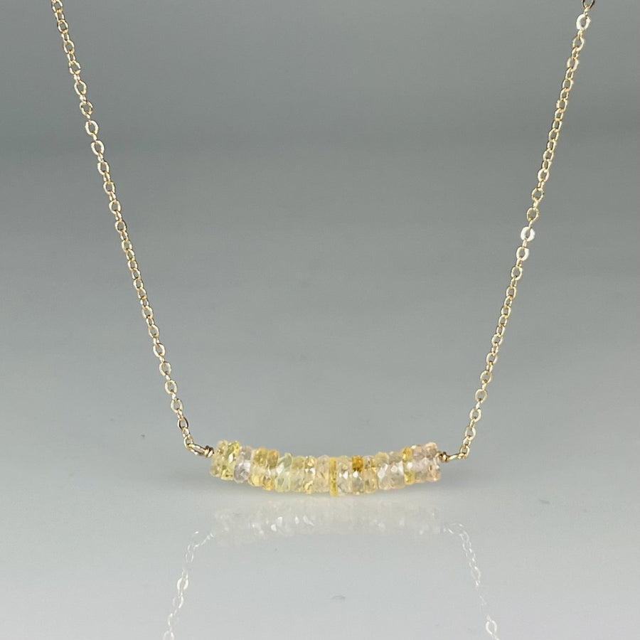 14K Yellow Gold Yellow Sapphire Bar Necklace