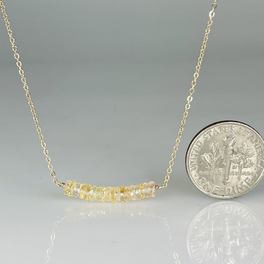 14K Yellow Gold Yellow Sapphire Bar Necklace