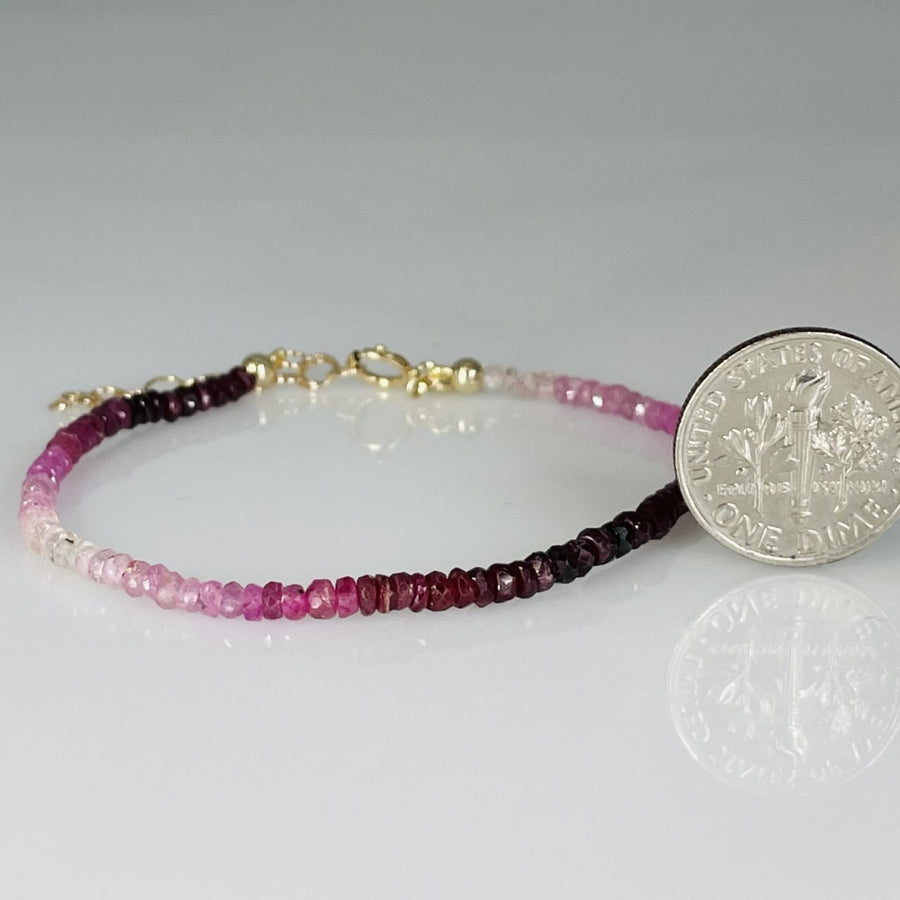 14K Yellow Gold Ruby/Sapphire Beaded Bracelet