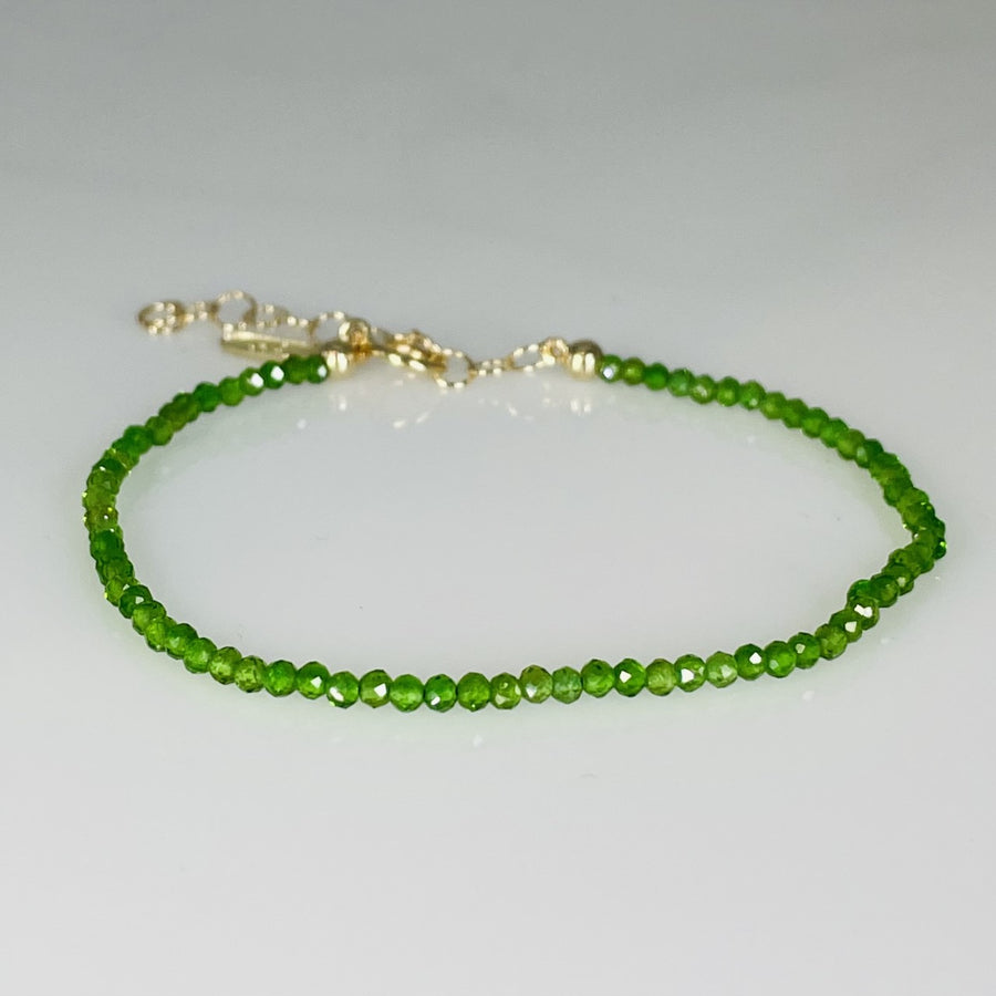 14K Yellow Gold Green Apatite Beaded Bracelet