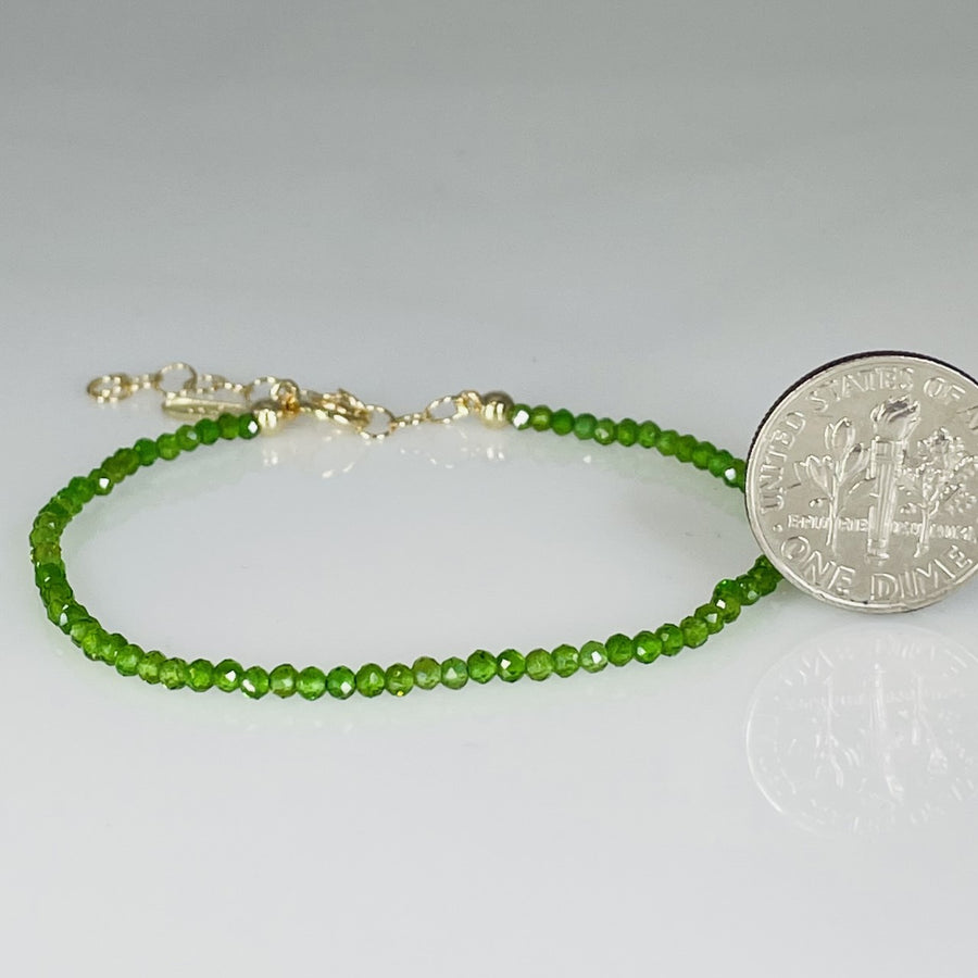14K Yellow Gold Green Apatite Beaded Bracelet