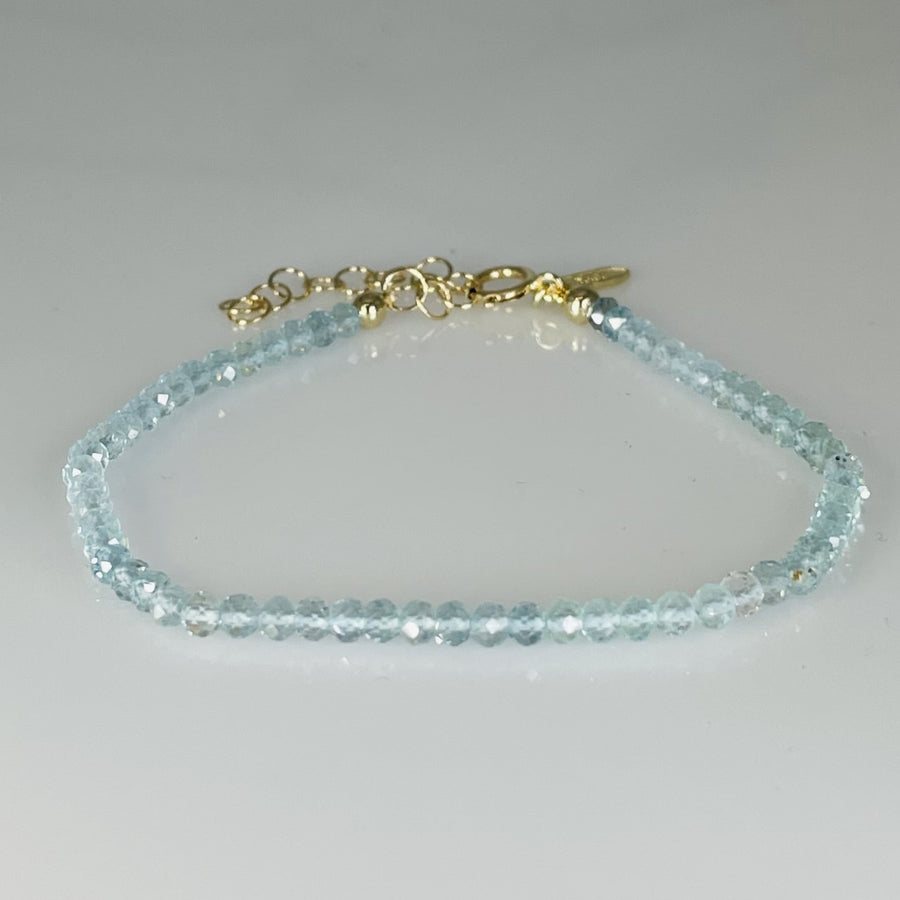 14K Yellow Gold Aquamarine Beaded Bracelet