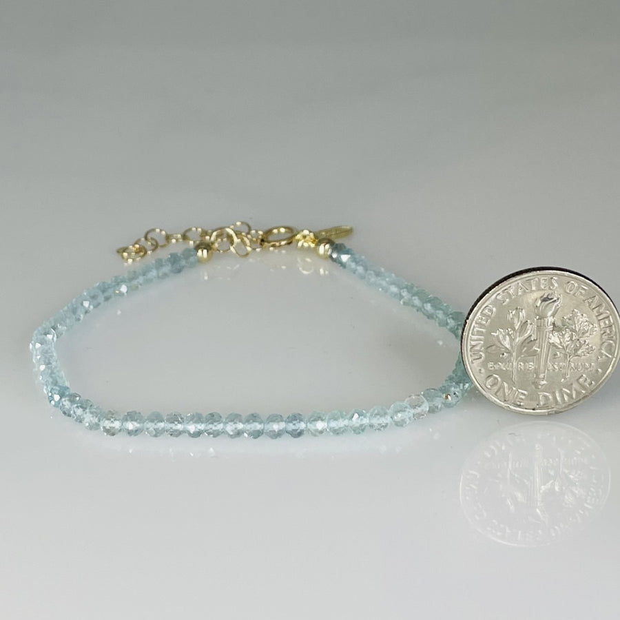 14K Yellow Gold Aquamarine Beaded Bracelet