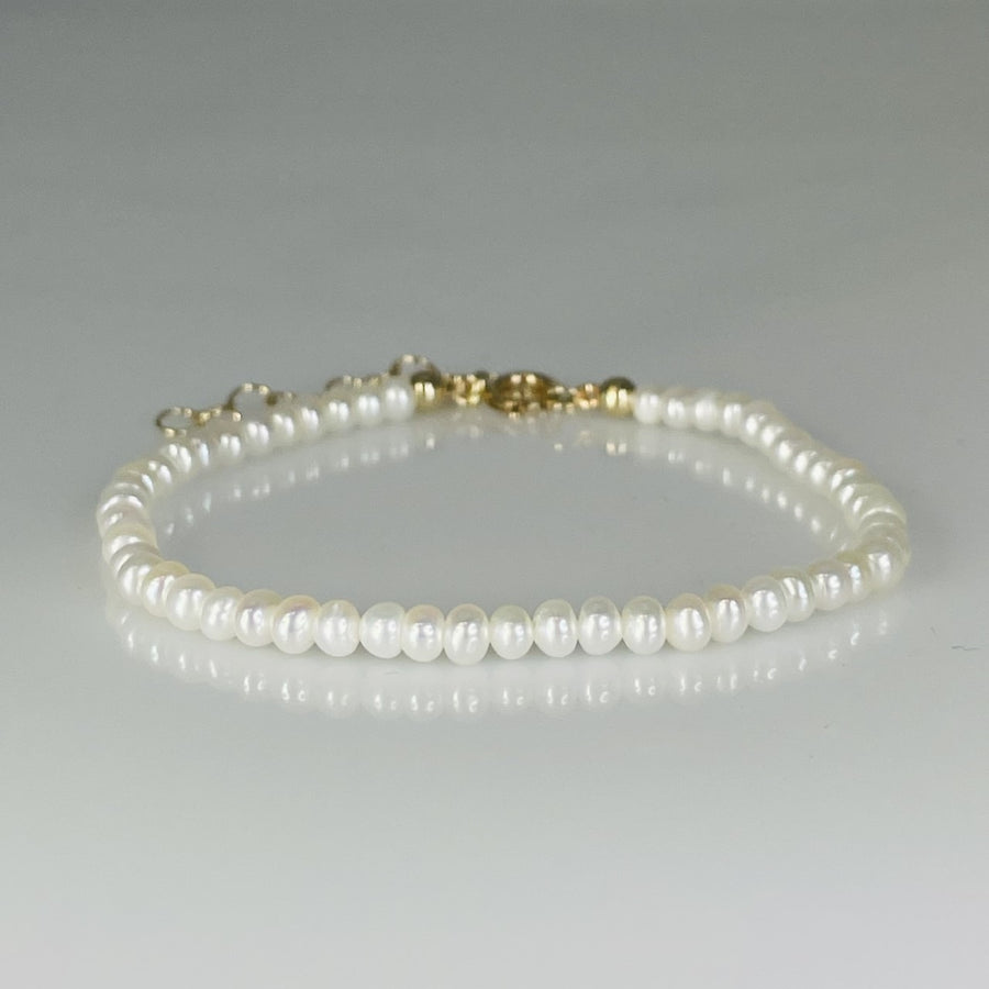 14K Yellow Gold Pearl Beaded Bracelet