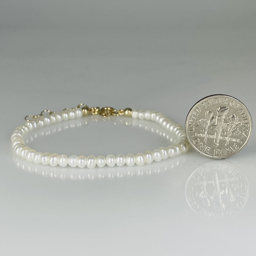 14K Yellow Gold Pearl Beaded Bracelet