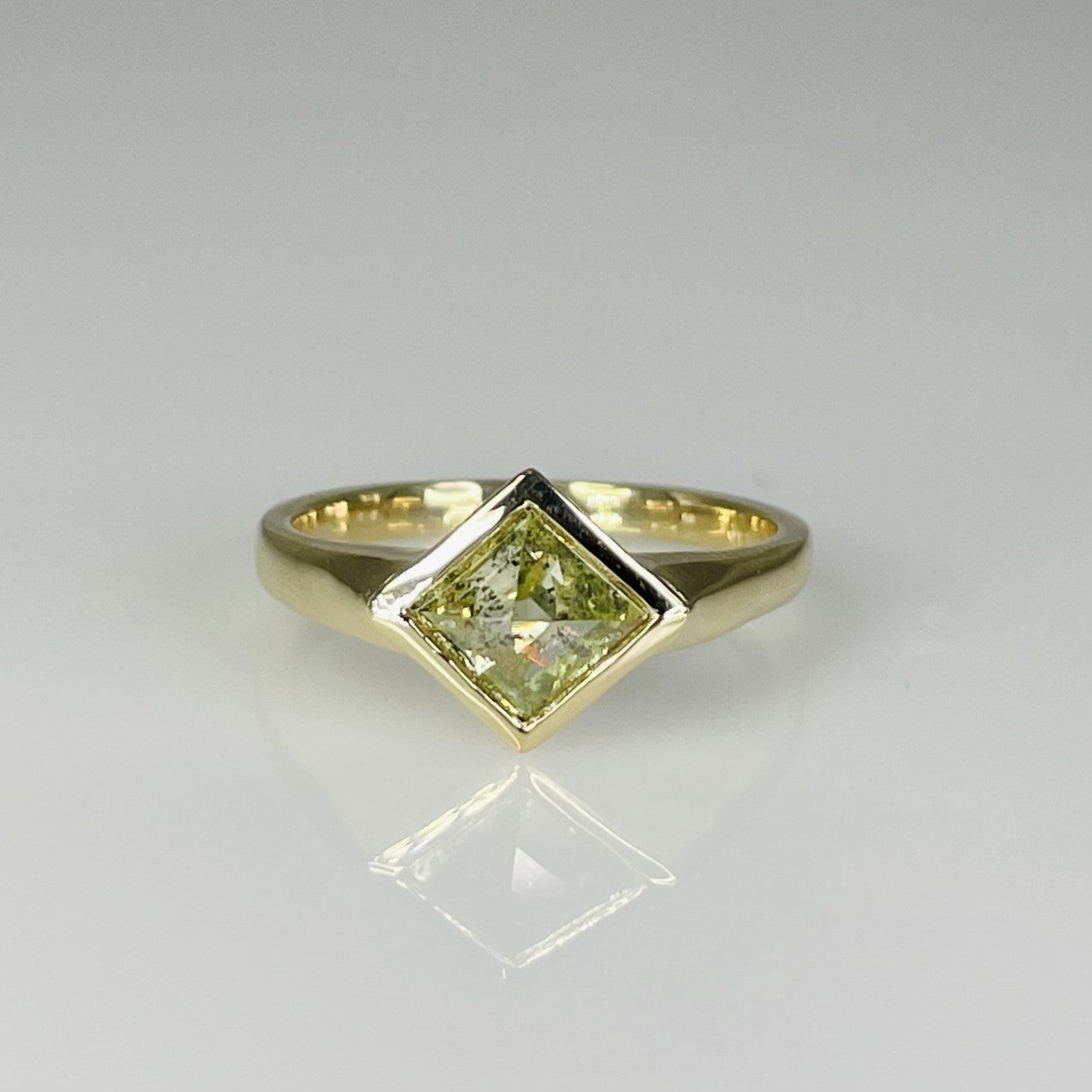 14K Yellow Gold Green Diamond Ring 0.75ct – KyleChanDesign