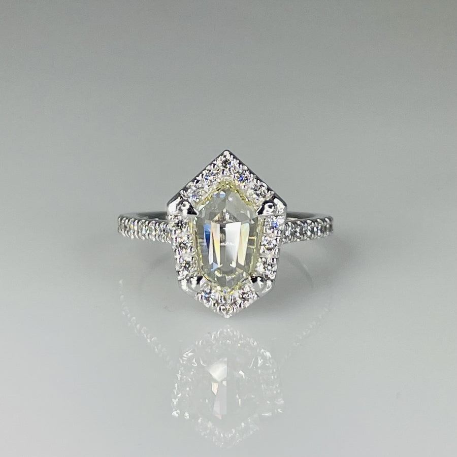 14K White Gold Fancy Light Yellow Diamond Ring 1.09ct