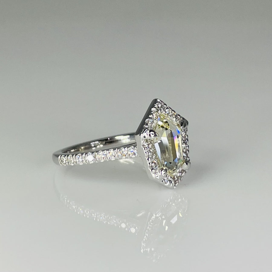 14K White Gold Fancy Light Yellow Diamond Ring 1.09ct