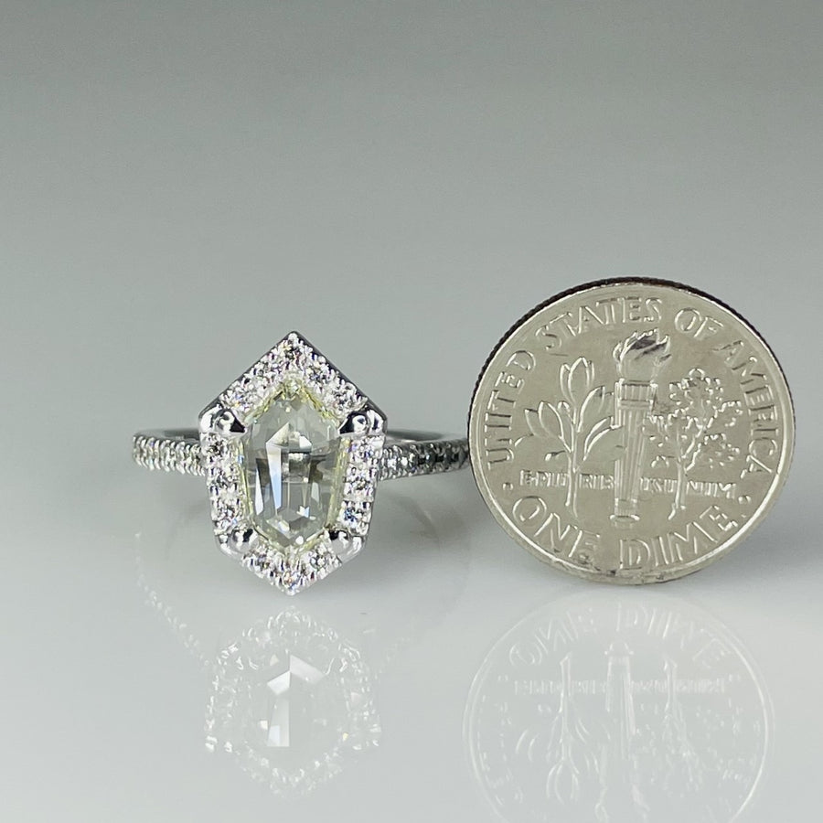 14K White Gold Fancy Light Yellow Diamond Ring 1.09ct