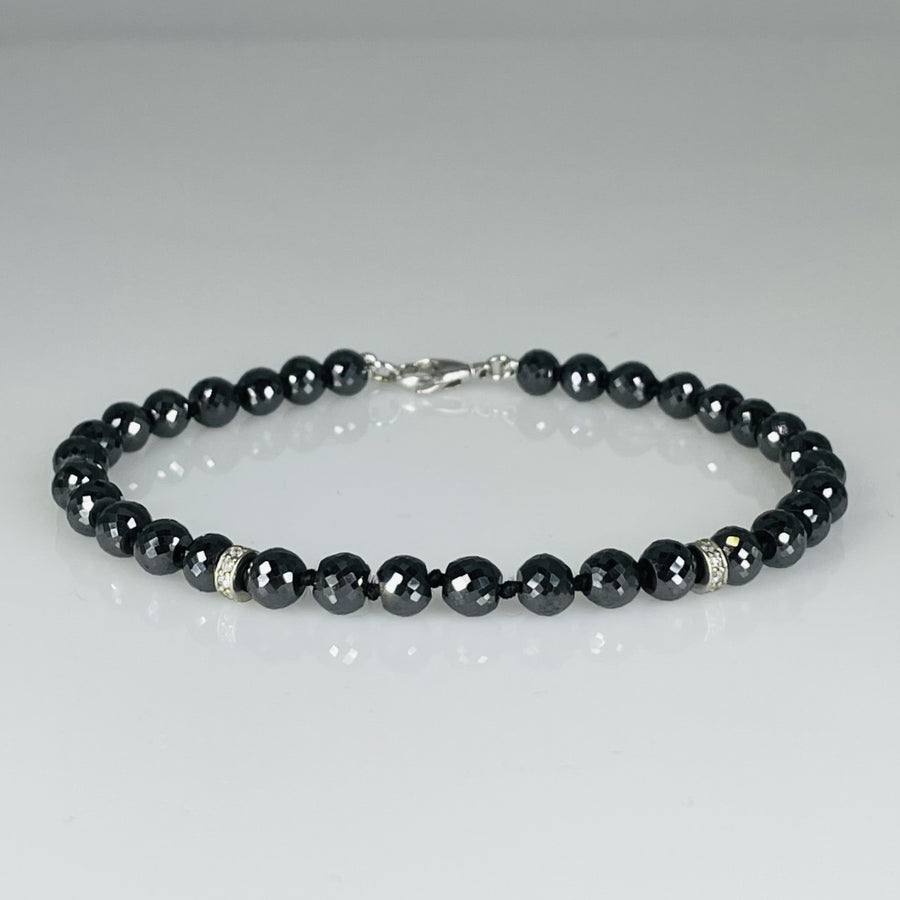 Black Diamond Bead Bracelet on Silk Cord