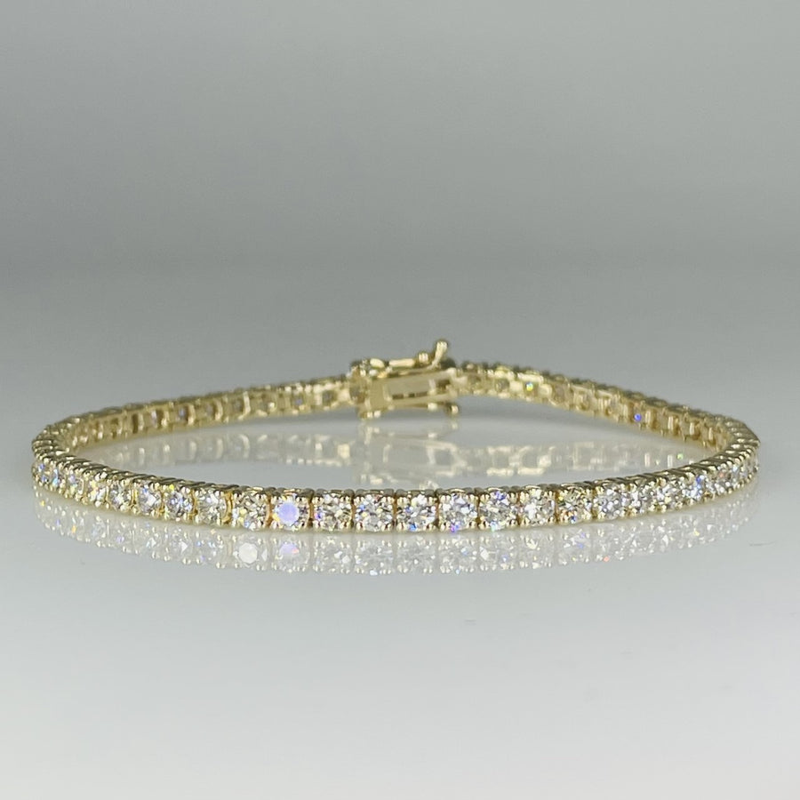 14K Yellow Gold Diamond Tennis Bracelet 4.86ct