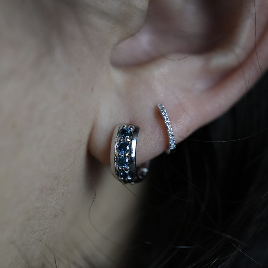 14K White Gold Blue Diamond Huggies 0.55ct