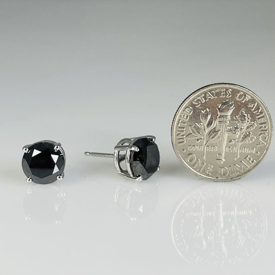 14K White Gold Black Diamond Studs 3.83ct