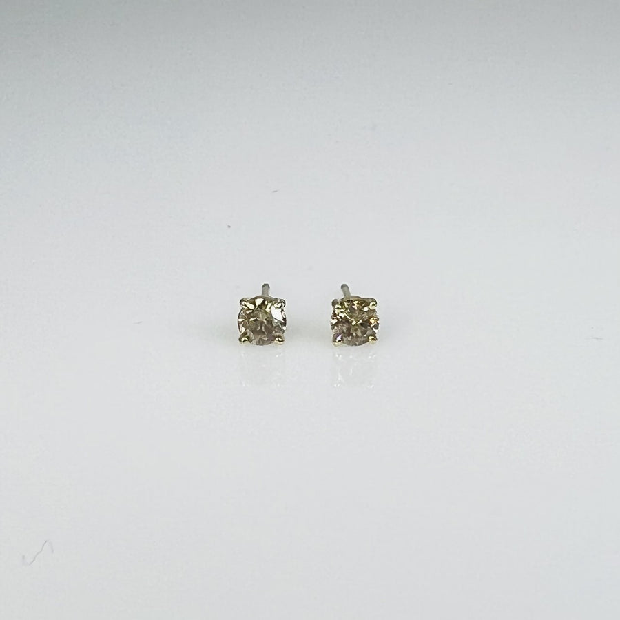 14K Yellow Gold Champagne Diamond Stud Earrings 0.47ct
