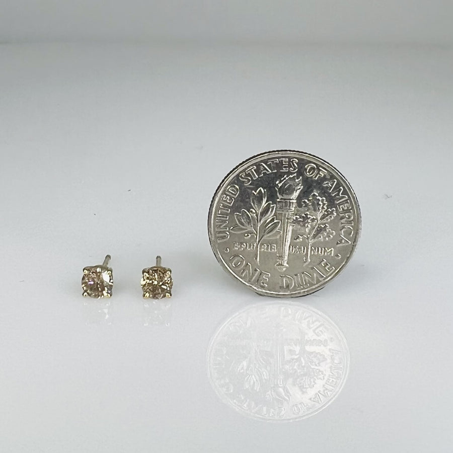 14K Yellow Gold Champagne Diamond Stud Earrings 0.47ct