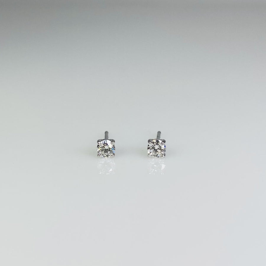 14K White Gold Diamond Studs 0.18ct