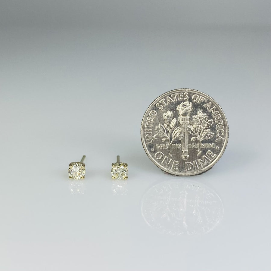 14K Yellow Gold Fancy Light Yellow Diamond Studs 0.31ct