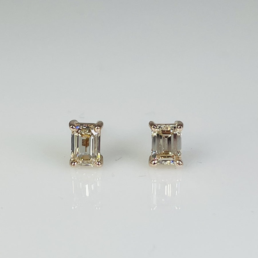 14K Rose Gold Champagne Diamond Stud Earrings 0.73ct