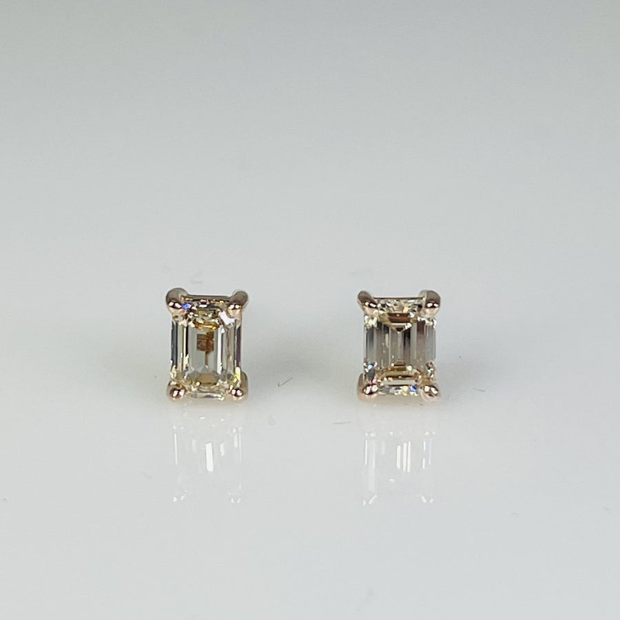 14K Rose Gold Champagne Diamond Stud Earrings 0.73ct