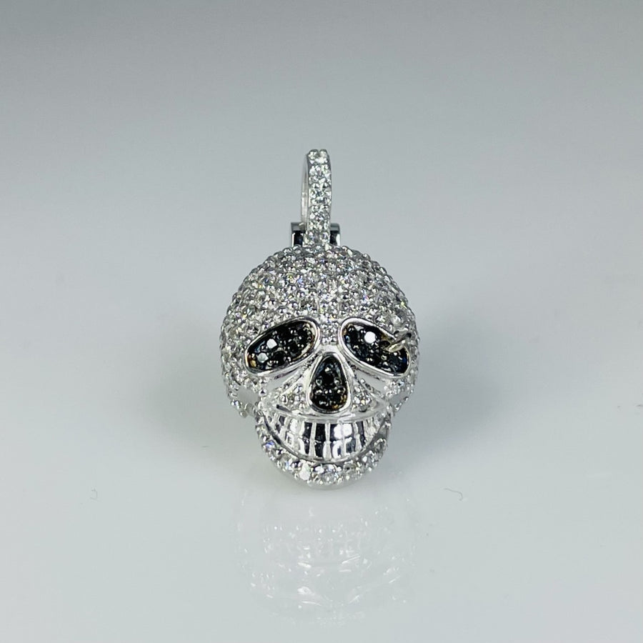 14K White Gold Diamond Skull Pendant 1.25/0.07ct