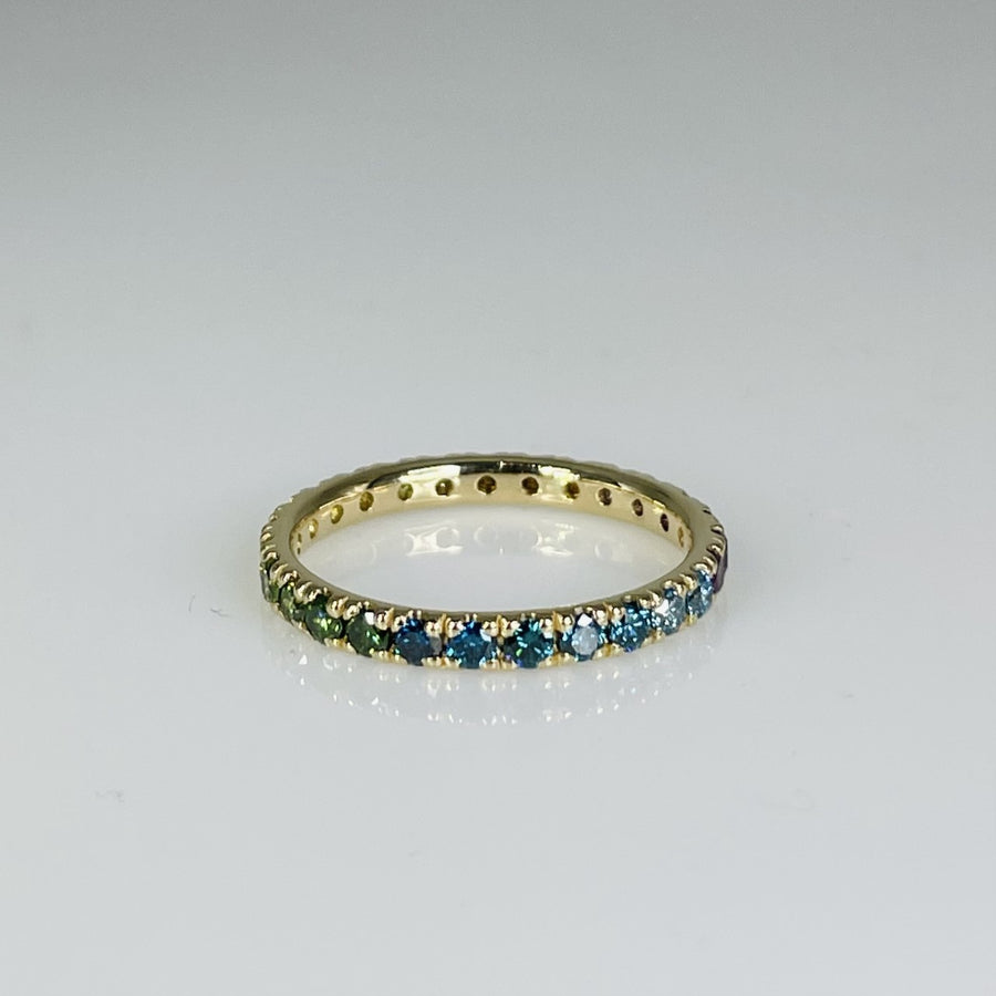 14K Yellow Gold Rainbow Diamond Ring 1.04ct