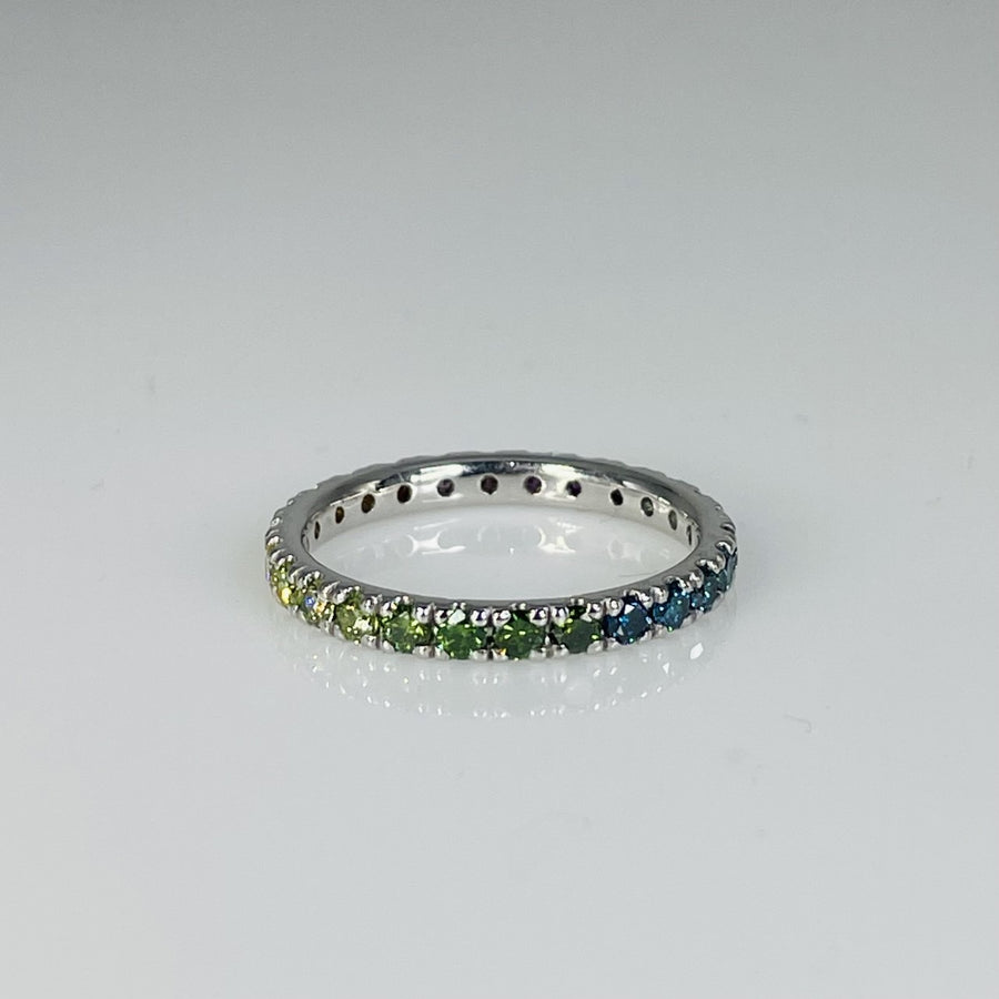 14K White Gold Rainbow Diamond Eternity Ring 1.04ct