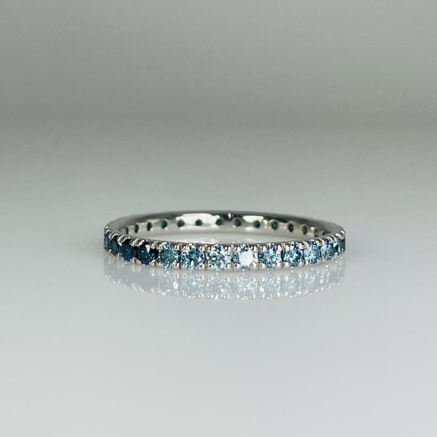 14K White Gold Graduated Blue Diamond Band 1.24ct