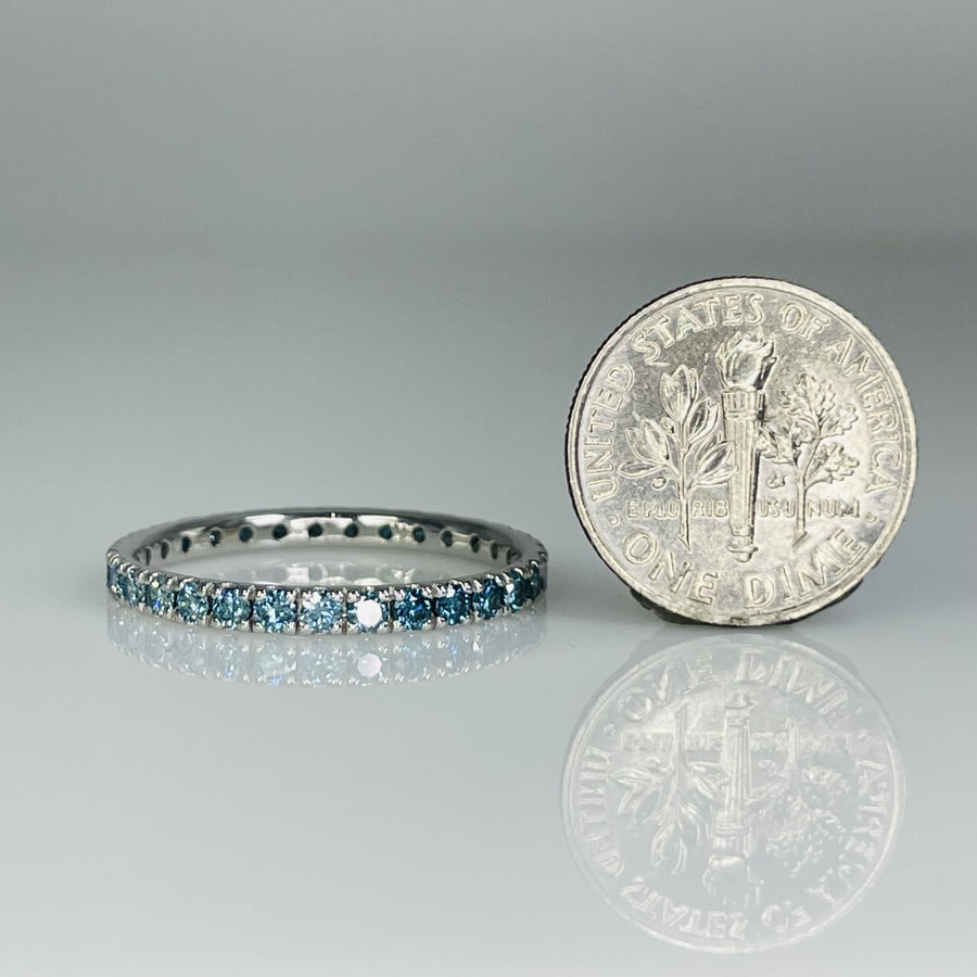 14K White Gold Graduated Blue Diamond Band 1.24ct