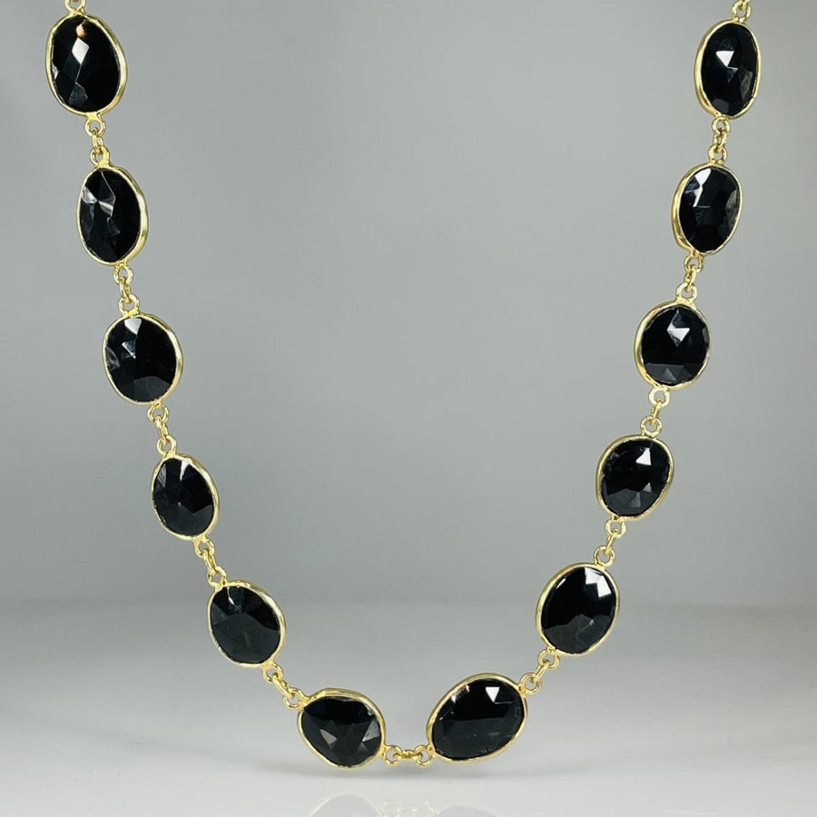 18K Gold Plated Black Onyx Bezel Necklace