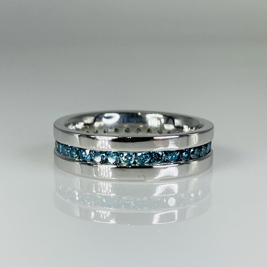 14K White Gold Blue Diamond Eternity Band 1.22ct