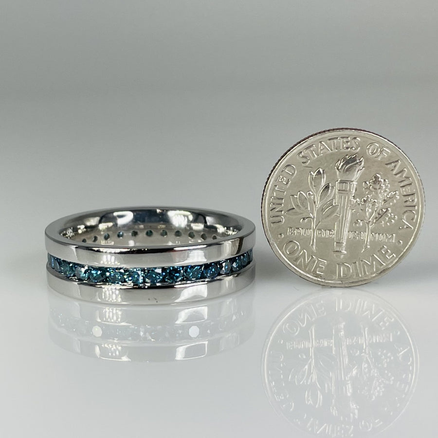 14K White Gold Blue Diamond Eternity Band 1.22ct