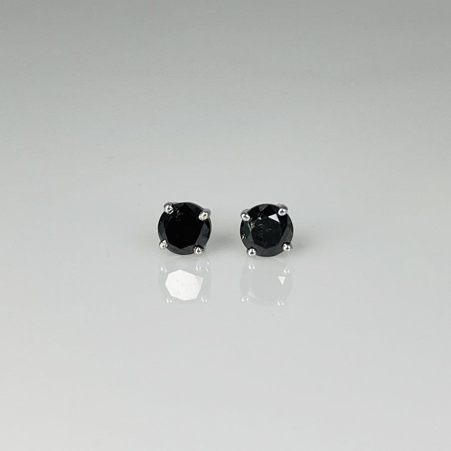 14K White Gold Black Diamond Studs 1.19ct